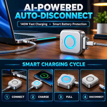 AI Smart Auto Power-Off Charger 140W - Intelligent Battery Protection