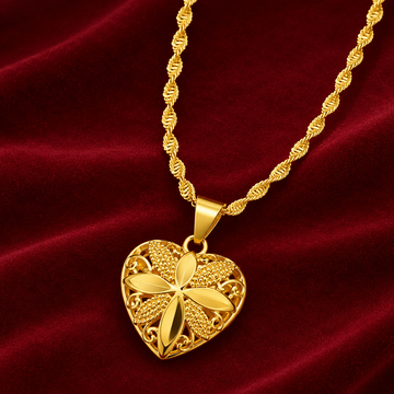 قلادة القلب المزهرة المطلية بالذهب - أناقة تدوم | Golden Heart Flower Necklace
